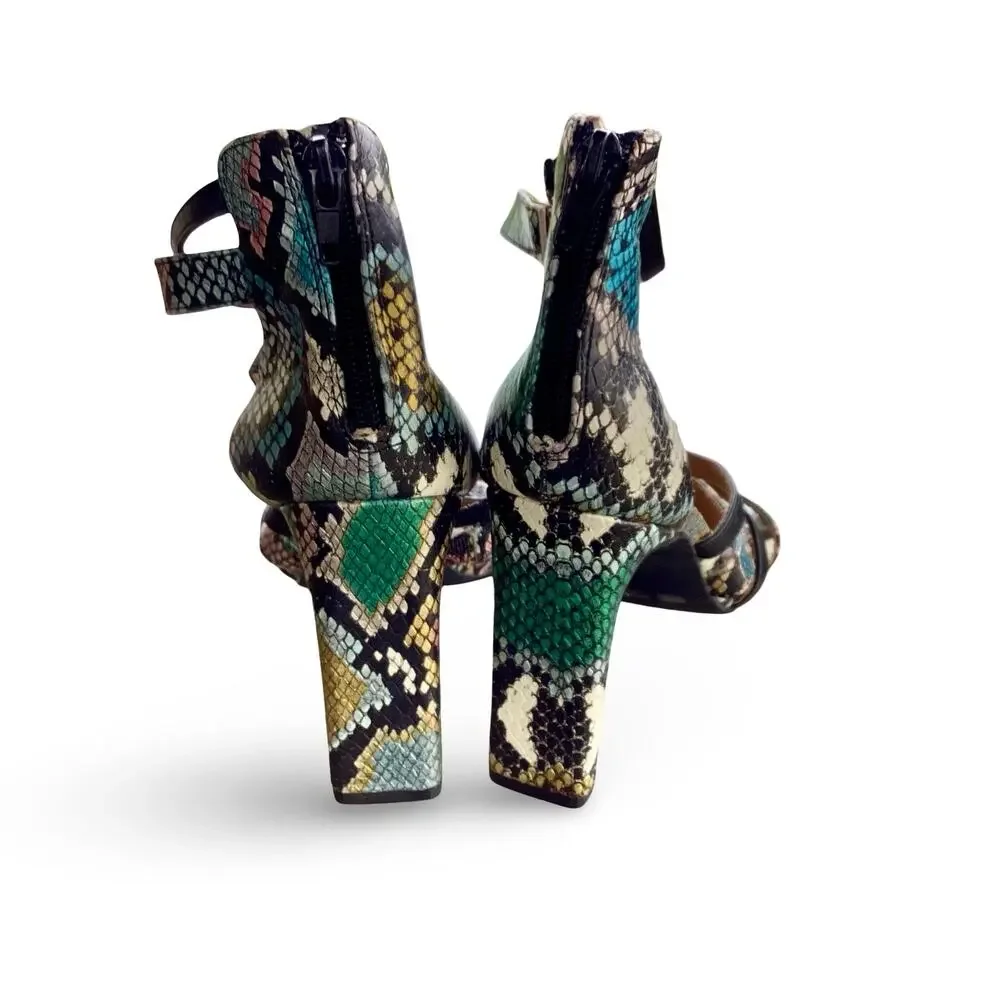 Anne Michelle Faux Snakeskin Metallic Heels